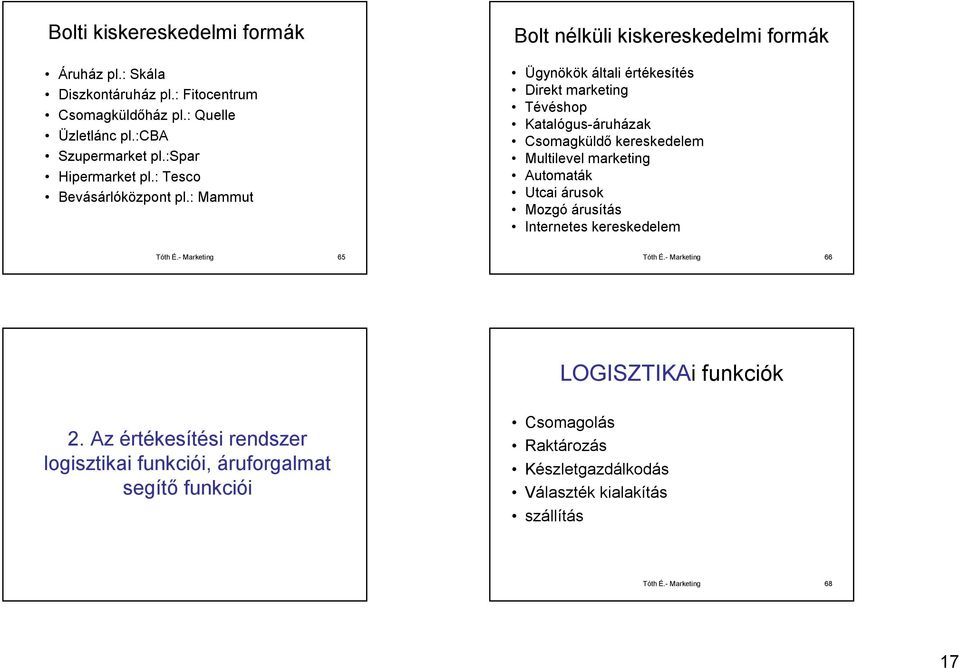 : Mammut Bolt nélküli kiskereskedelmi formák Ügynökök általi értékesítés Direkt marketing Tévéshop Katalógus-áruházak Csomagküldő kereskedelem Multilevel marketing