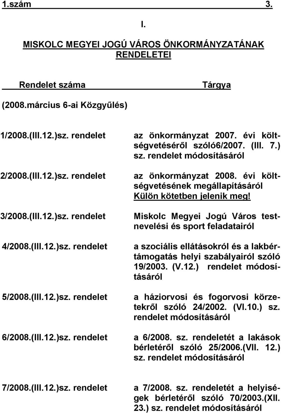 évi költségvetésének megállapításáról Külön kötetben jelenik meg!