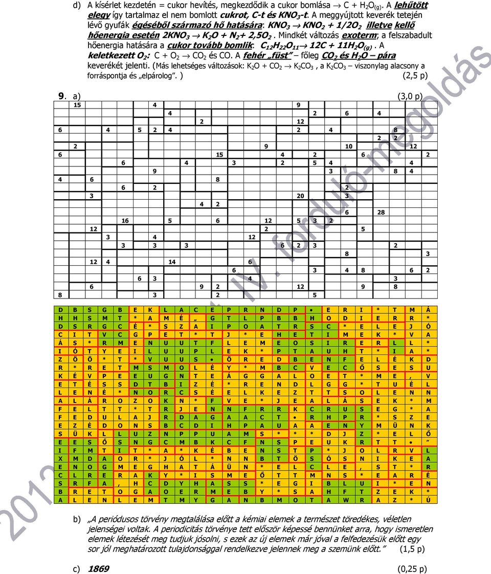 Mindkét változás exoterm; a felszabadult hőenergia hatására a cukor tovább bomlik: C 12 H 22 O 11 12C + 11H 2 O (g). A keletkezett O 2 : C + O 2 CO 2 és CO.
