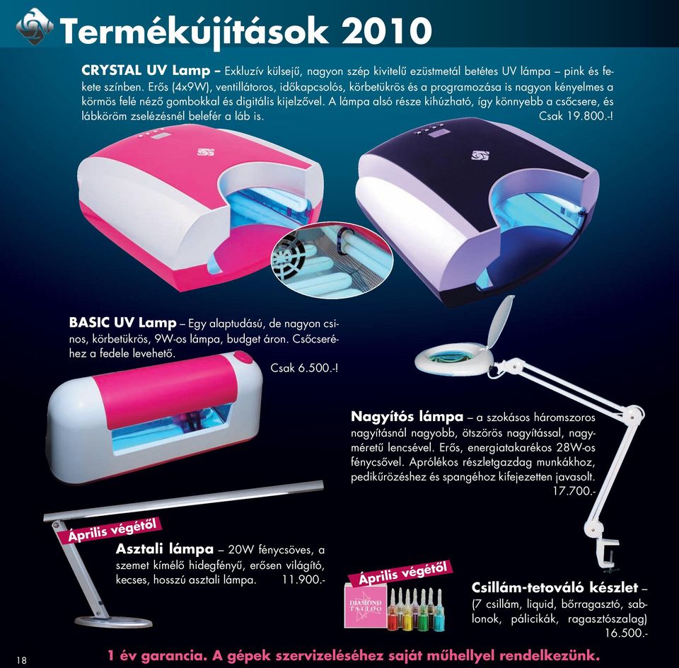 A lámpa alsó része kihúzható, így könnyebb a csőcsere, és lábköröm zselézésnél belefér a láb is. Csak 19.800.-! BASIC UV Lamp Egy alaptudású, de nagyon csinos, körbetükrös, 9W-os lámpa, budget áron.