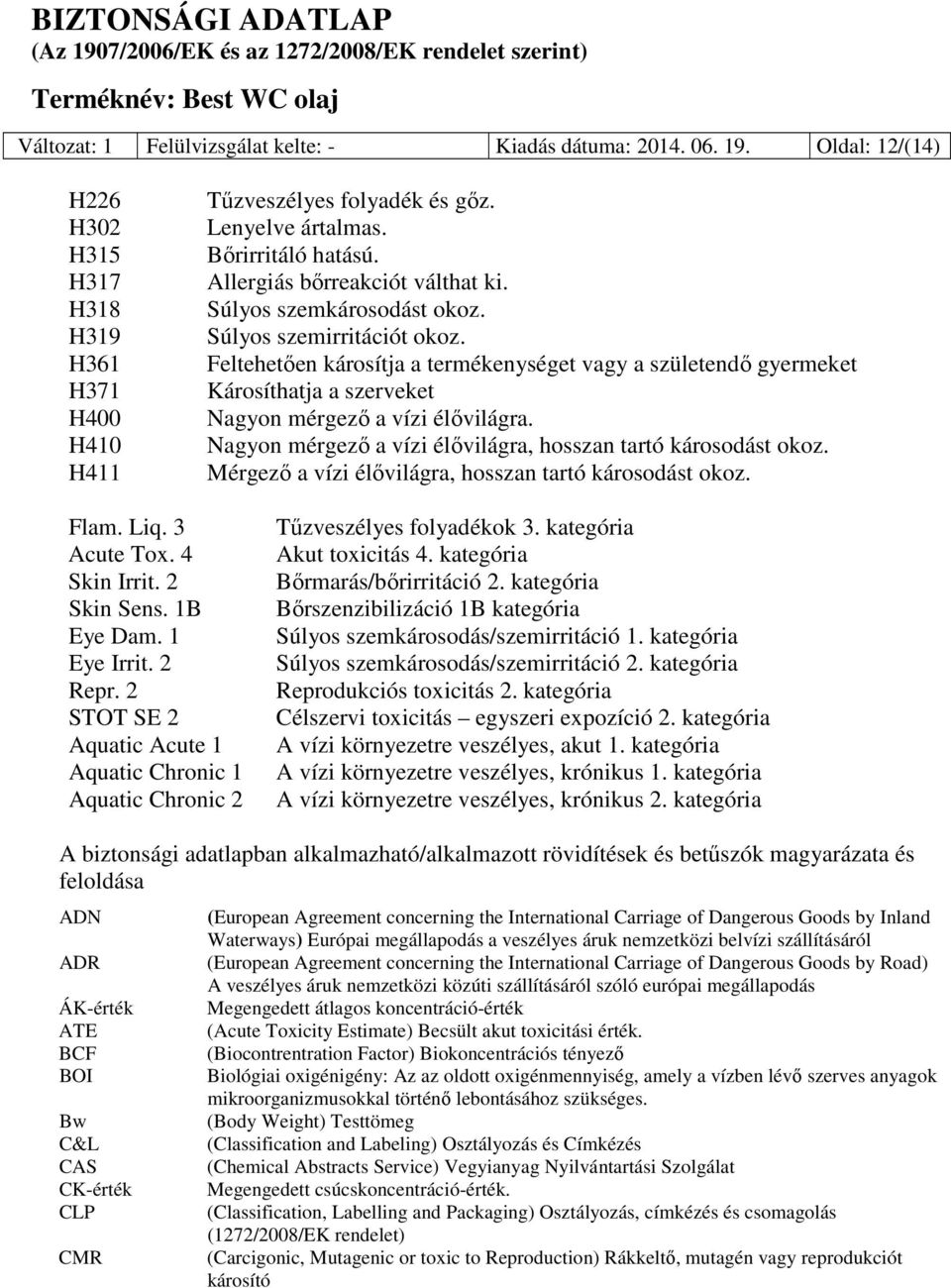 Feltehetően károsítja a termékenységet vagy a születendő gyermeket Károsíthatja a szerveket Nagyon mérgező a vízi élővilágra. Nagyon mérgező a vízi élővilágra, hosszan tartó károsodást okoz.