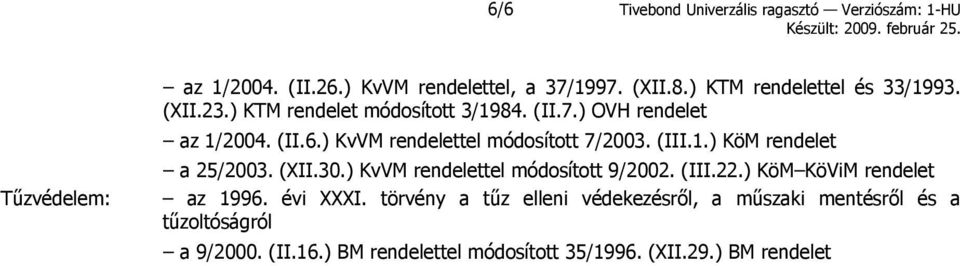 ) KvVM rendelettel módosított 7/2003. (III.1.) KöM rendelet a 25/2003. (XII.30.) KvVM rendelettel módosított 9/2002. (III.22.