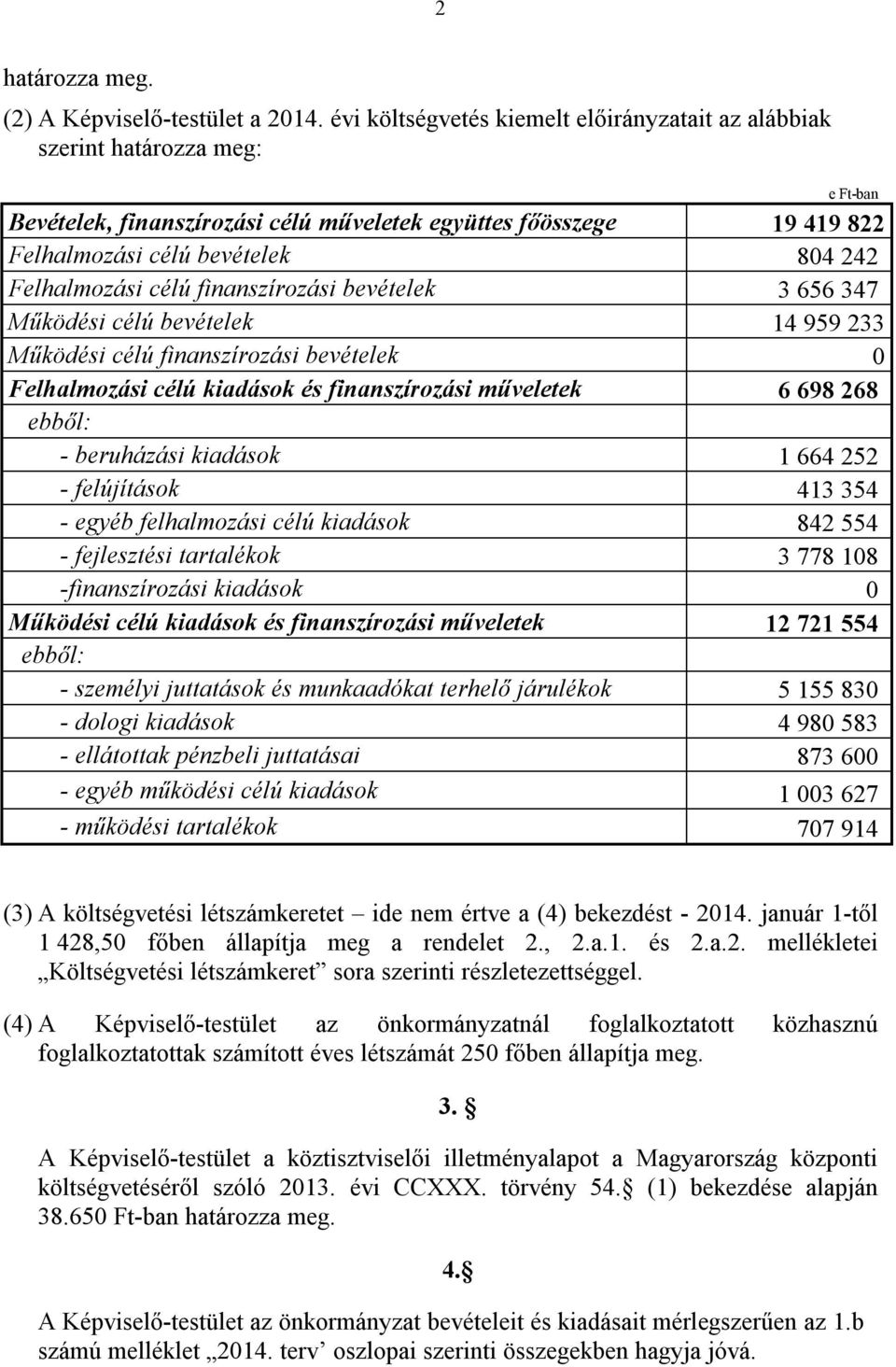 Felhalmozási célú finanszírozási bevételek 3 656 347 Működési célú bevételek 14 959 233 Működési célú finanszírozási bevételek 0 Felhalmozási célú kiadások és finanszírozási műveletek 6 698 268