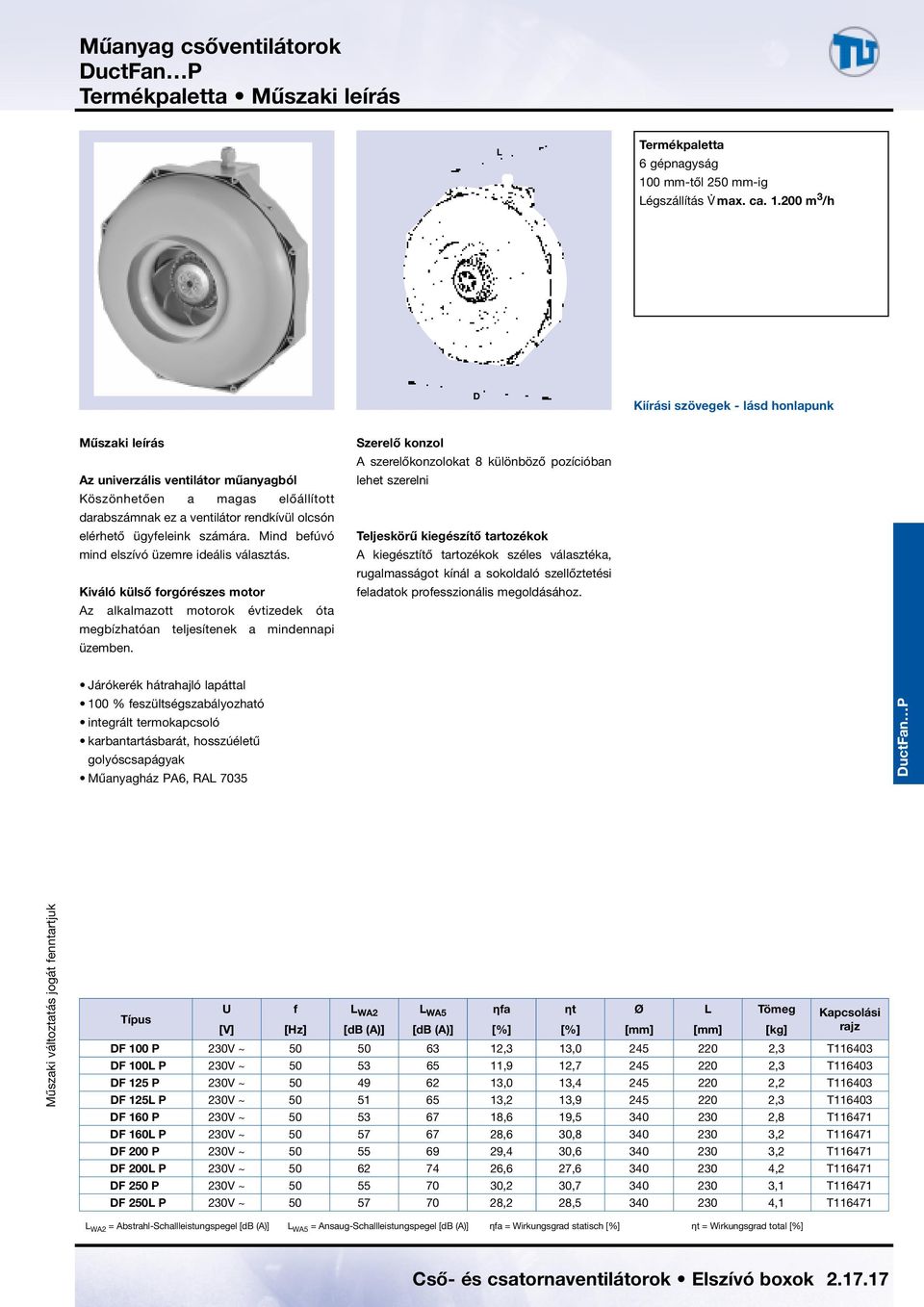 m 3 /h D Kiírási szövegek - lásd honlapunk Műszaki leírás Az univerzális ventilátor műanyagból Köszönhetően a magas előállított darabszámnak ez a ventilátor rendkívül olcsón elérhető ügyfeleink