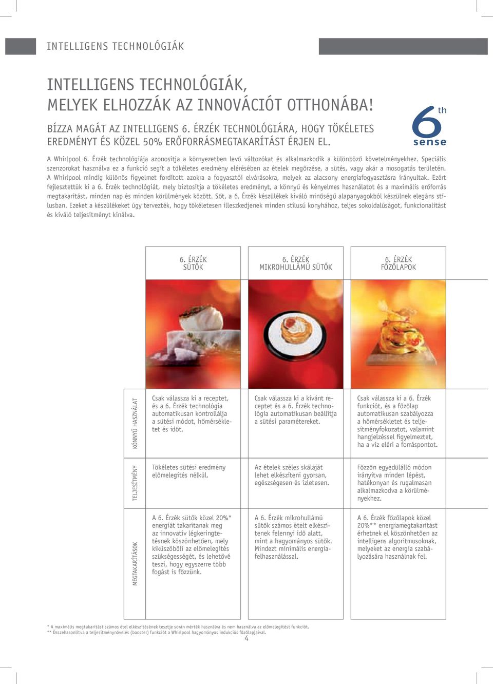 Érzék technológiája azonosítja a környezetben levő változókat és alkalmazkodik a különböző követelményekhez.