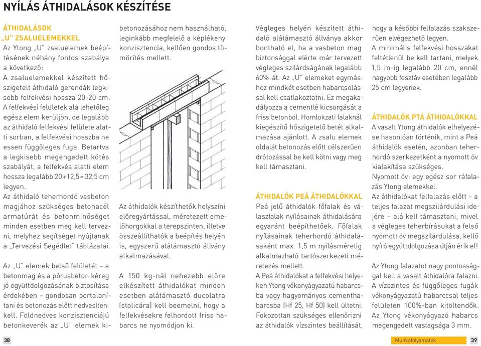 Betartva a legkisebb megengedett kötés szabályát, a felfekvés alatti elem hossza legalább 20 +12,5 = 32,5 cm legyen.