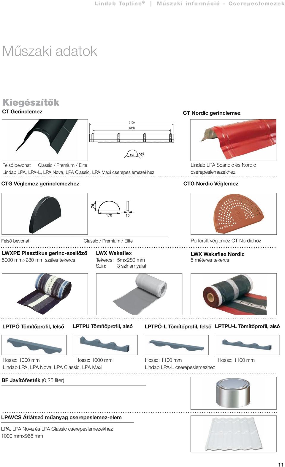 mm széles tekercs LWX Wakaflex Tekercs: 5m 280 mm Szín: 3 színárnyalat LWX Wakaflex Nordic 5 méteres tekercs LPTPÖ Tömítőprofil, felső LPTPU Tömítőprofil, alsó LPTPÖ-L Tömítőprofil, felső LPTPU-L