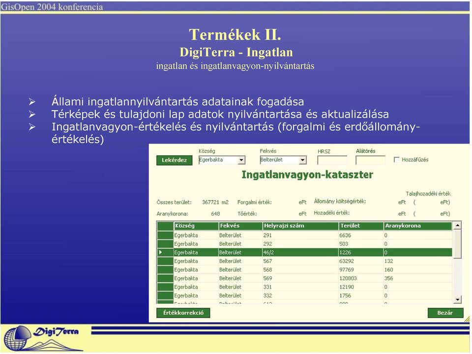 Állami ingatlannyilvántartás adatainak fogadása Térképek és