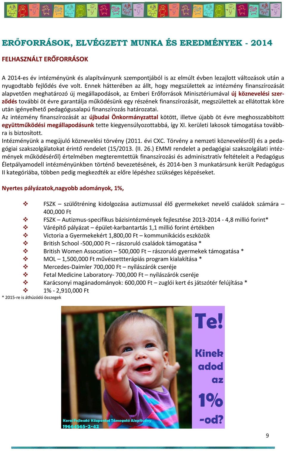 Ennek hátterében az állt, hogy megszülettek az intézmény finanszírozását alapvetően meghatározó új megállapodások, az Emberi Erőforrások Minisztériumával új köznevelési szerződés további öt évre