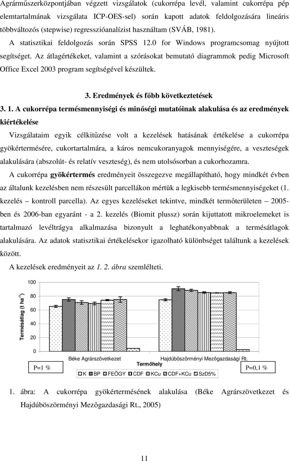 Az átlagértékeket, valamint a szórásokat bemutató diagrammok pedig Microsoft Office Excel 2003 program segítségével készültek. 3. Eredmények és fıbb következtetések 3. 1.