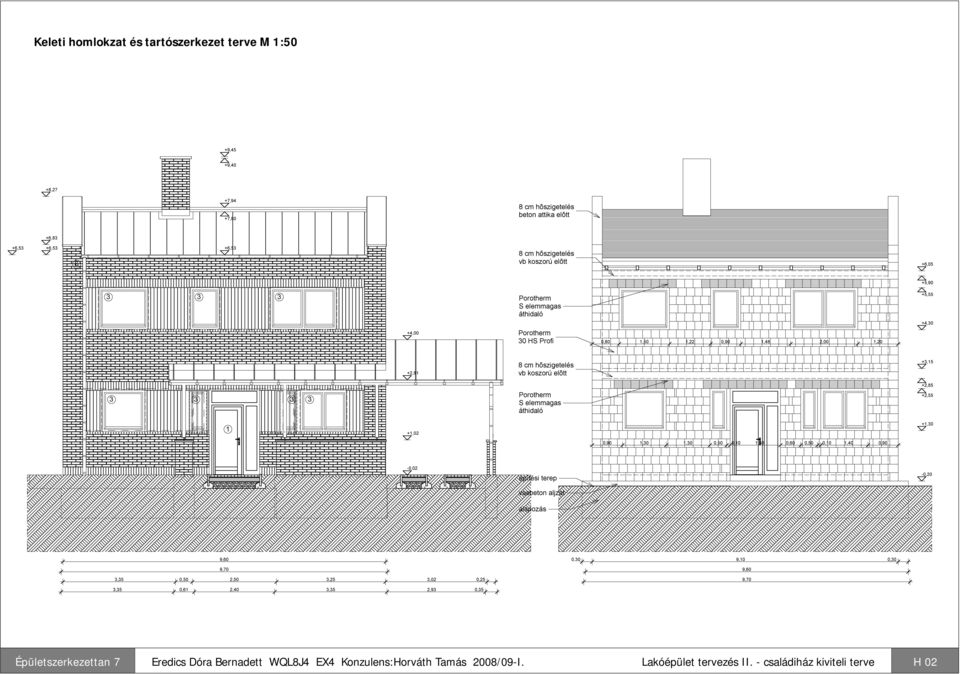 Porotherm S elemmagas áthidaló +2,55 1 +1,02 +1,30 0,90 1,30 1,30 0,50 0,10 1,50 0,60 0,50 0,10 1,0 0,90 - építési terep vasbeton aljzat alapozás -0,20 9,60 9,10 9,70 9,60 3,35 0,50