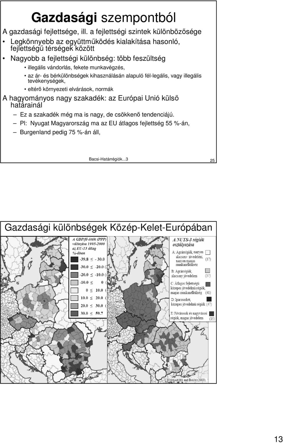illegális vándorlás, fekete munkavégzés, az ár- és bérkülönbségek kihasználásán alapuló fél-legális, vagy illegális tevékenységek, eltérı környezeti elvárások, normák A