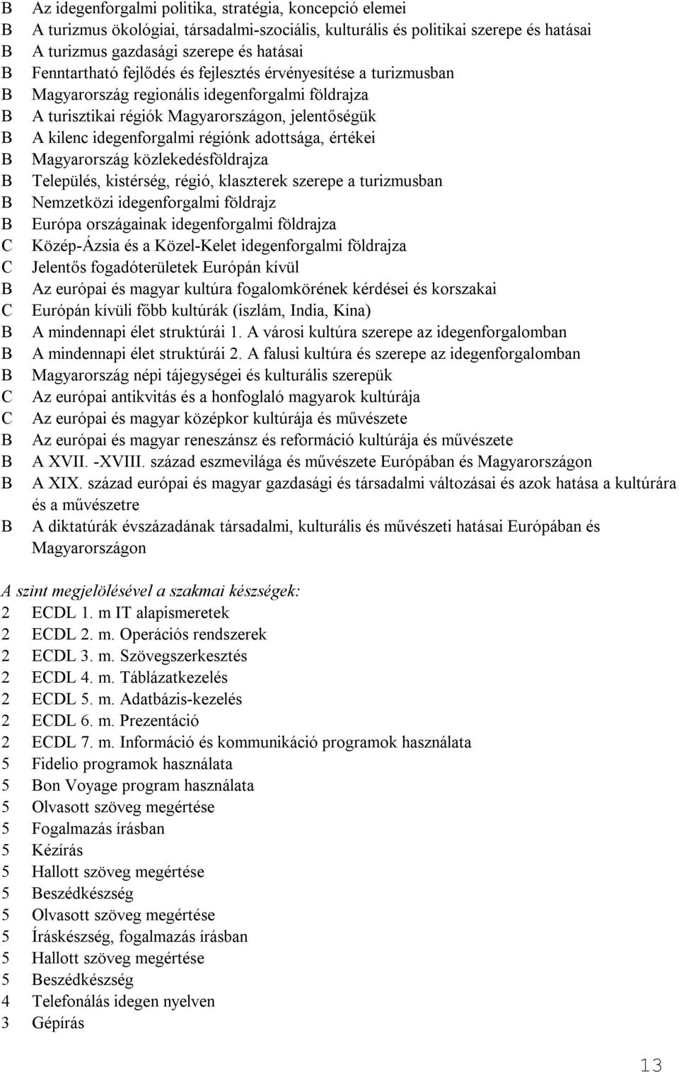 jelentőségük A kilenc idegenforgalmi régiónk adottsága, értékei Magyarország közlekedésföldrajza Település, kistérség, régió, klaszterek szerepe a turizmusban Nemzetközi idegenforgalmi földrajz