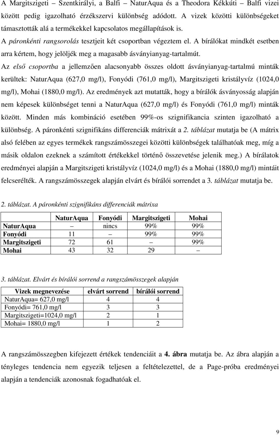 A bírálókat mindkét esetben arra kértem, hogy jelöljék meg a magasabb ásványianyag-tartalmút.