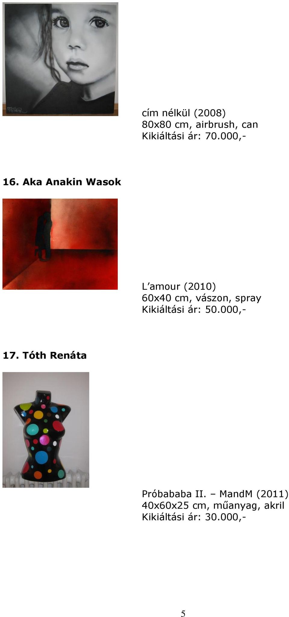 Aka Anakin Wasok L amour (2010) 60x40 cm, vászon, spray