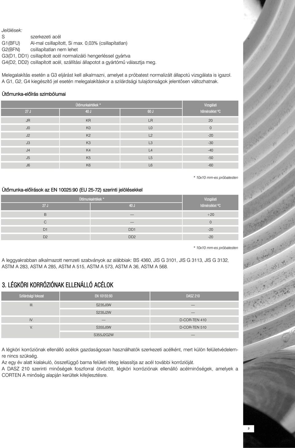 Melegalakítás esetén a G3 eljárást kell alkalmazni, amelyet a próbatest normalizált állapotú vizsgálata is igazol.