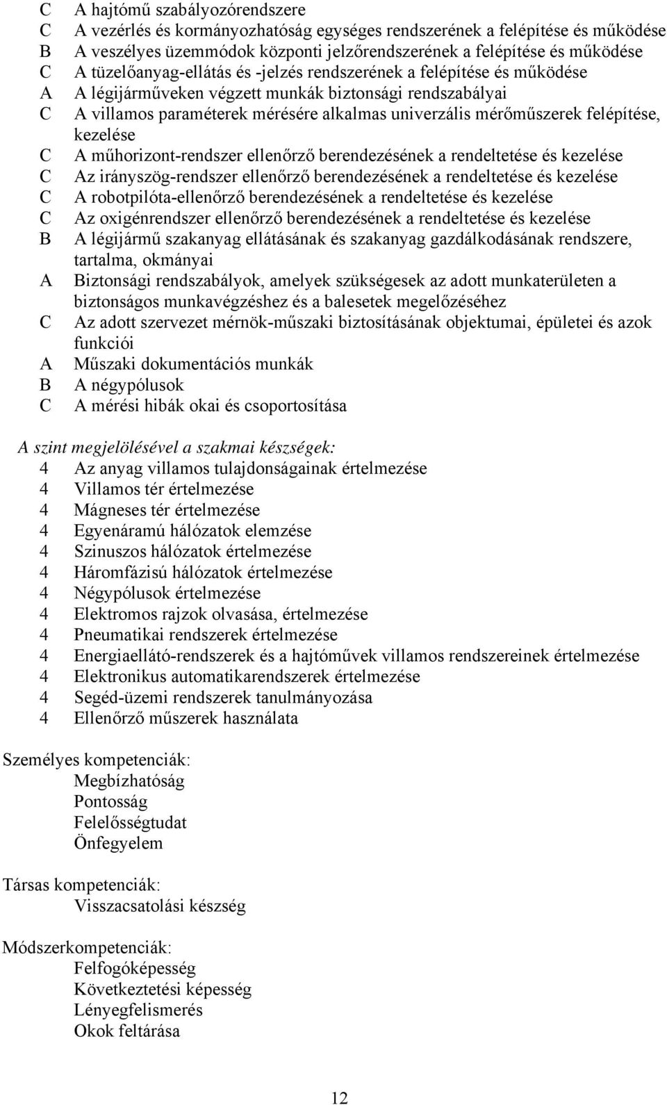 felépítése, kezelése A műhorizont-rendszer ellenőrző berendezésének a rendeltetése és kezelése Az irányszög-rendszer ellenőrző berendezésének a rendeltetése és kezelése A robotpilóta-ellenőrző