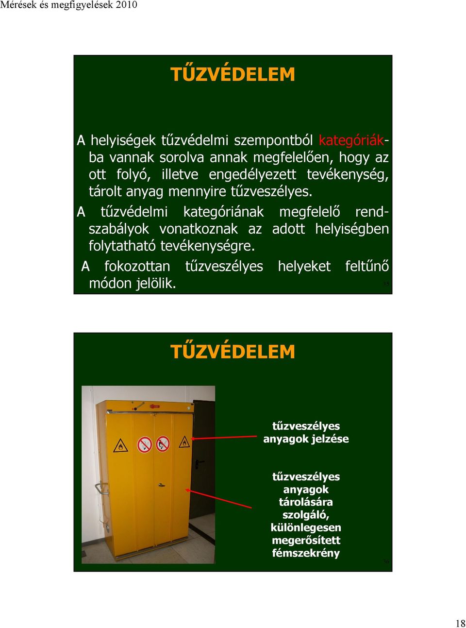 A tűzvédelmi kategóriának megfelelő rendszabályok vonatkoznak az adott helyiségben folytatható tevékenységre.