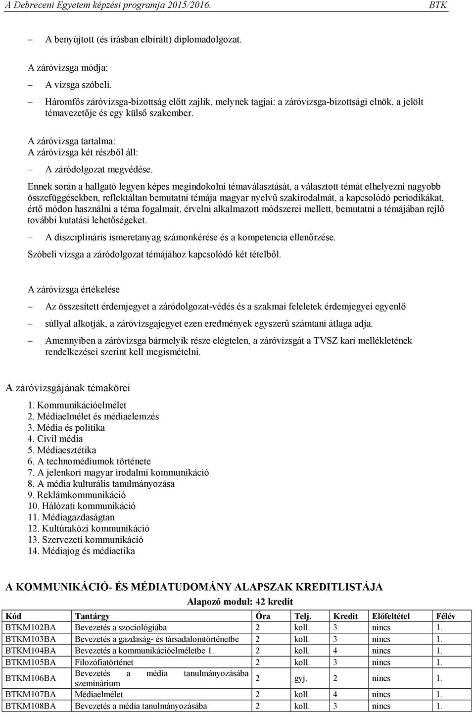 A záróvizsga tartalma: A záróvizsga két részből áll: A záródolgozat megvédése.