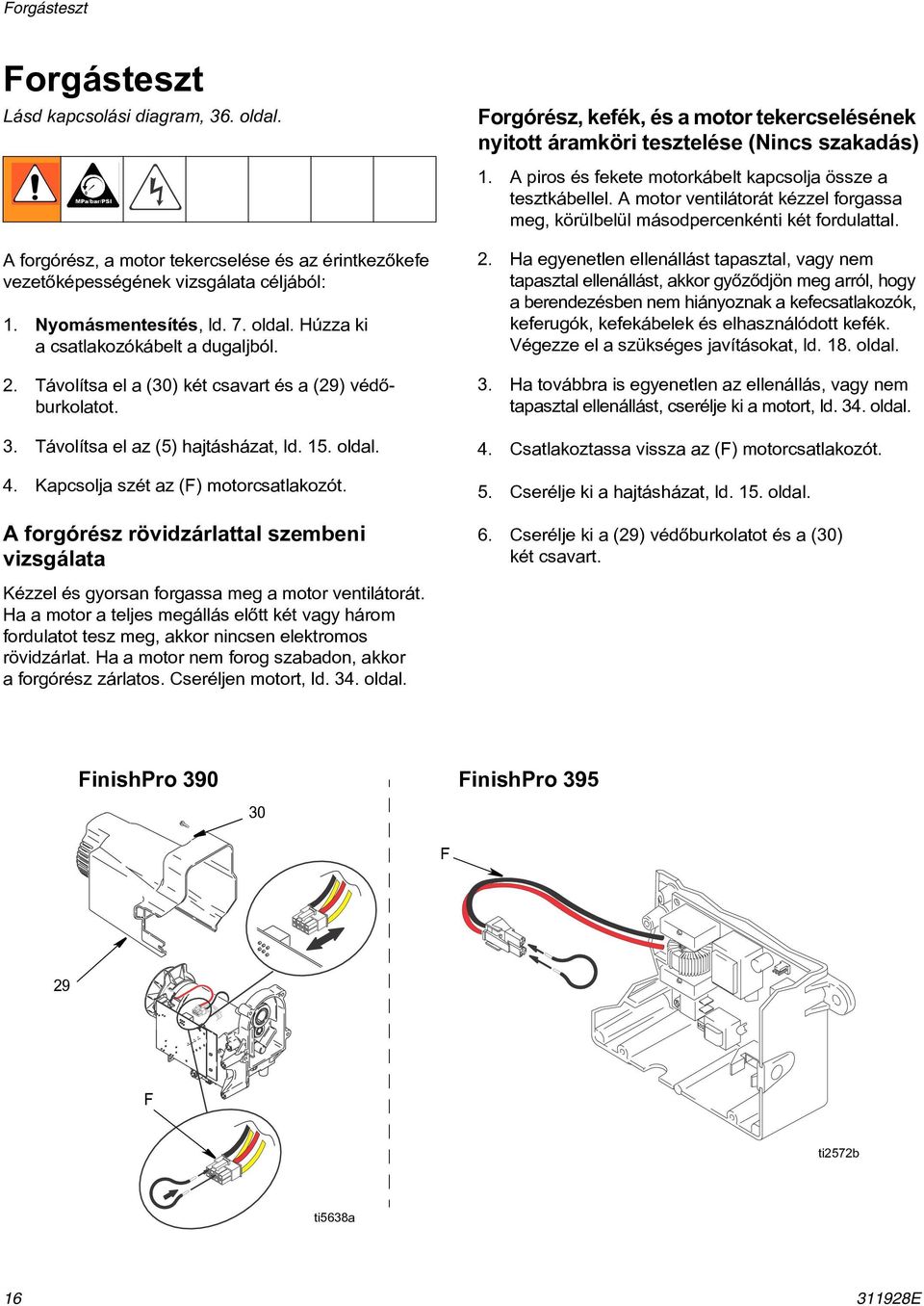 A forgórész rövidzárlattal szembeni vizsgálata Forgórész, kefék, és a motor tekercselésének nyitott áramköri tesztelése (Nincs szakadás) 1.