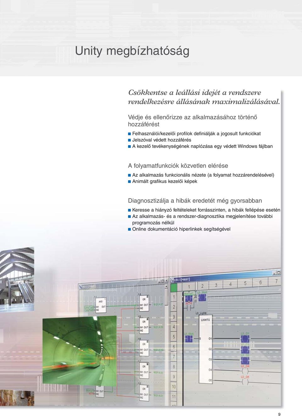 tevékenységének naplózása egy védett Windows fájlban A folyamatfunkciók közvetlen elérése c Az alkalmazás funkcionális nézete (a folyamat hozzárendelésével) c Animált grafikus