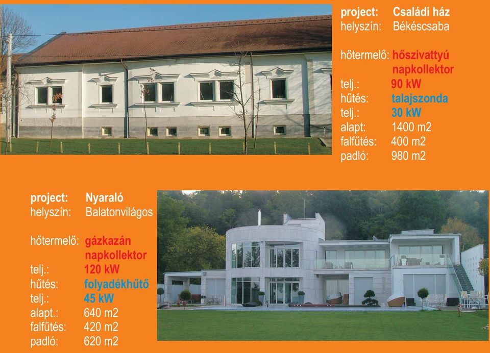 980 m2 project: helyszín: Nyaraló Balatonvilágos hõtermelõ: gázkazán