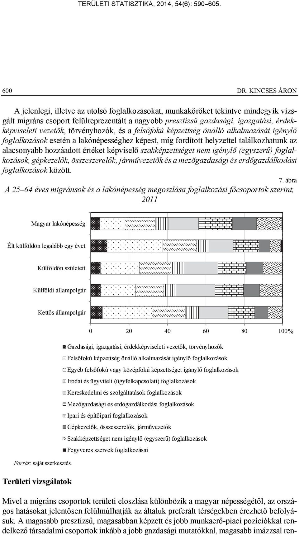 vezetők, törvényhozók, és a felsőfokú képzettség önálló alkalmazását igénylő foglalkozások esetén a lakónépességhez képest, míg fordított helyzettel találkozhatunk az alacsonyabb hozzáadott értéket