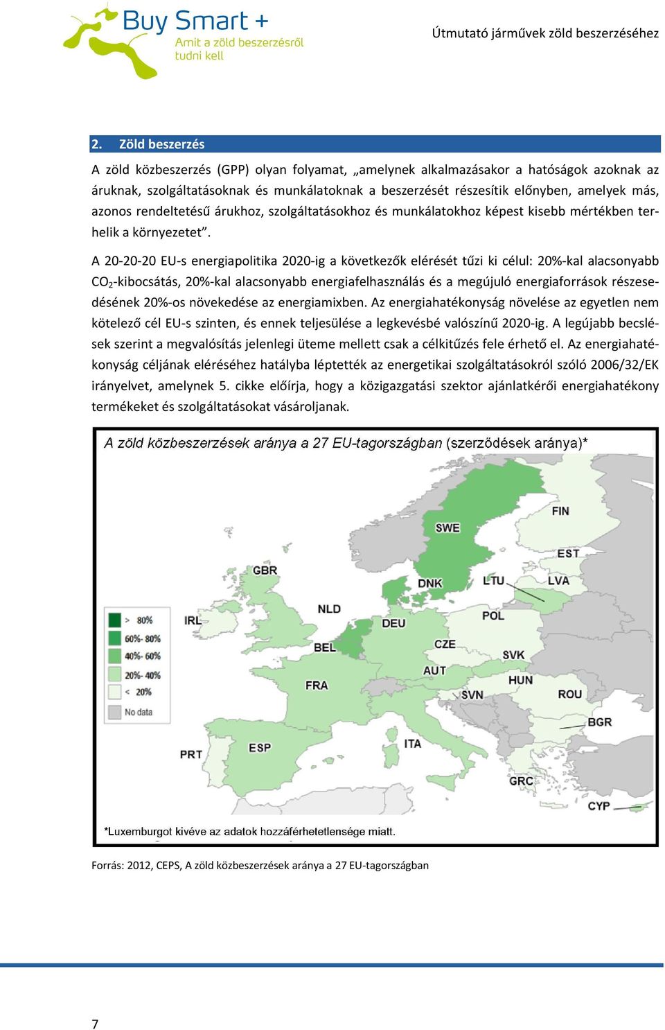 A 20-20-20 EU-s energiapolitika 2020-ig a következők elérését tűzi ki célul: 20%-kal alacsonyabb CO 2 -kibocsátás, 20%-kal alacsonyabb energiafelhasználás és a megújuló energiaforrások részesedésének