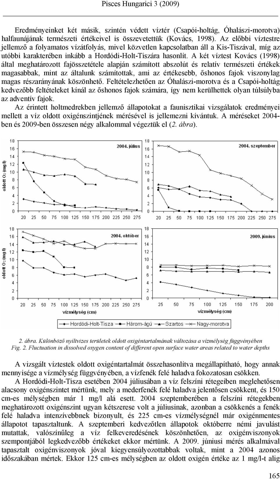 A két víztest Kovács (1998) által meghatározott fajösszetétele alapján számított abszolút és relatív természeti értékek magasabbak, mint az általunk számítottak, ami az értékesebb, őshonos fajok