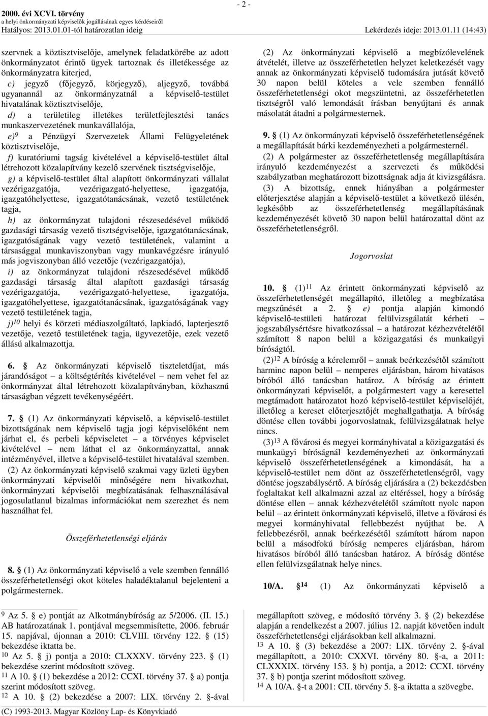 Állami Felügyeletének köztisztviselője, f) kuratóriumi tagság kivételével a képviselő-testület által létrehozott közalapítvány kezelő szervének tisztségviselője, g) a képviselő-testület által
