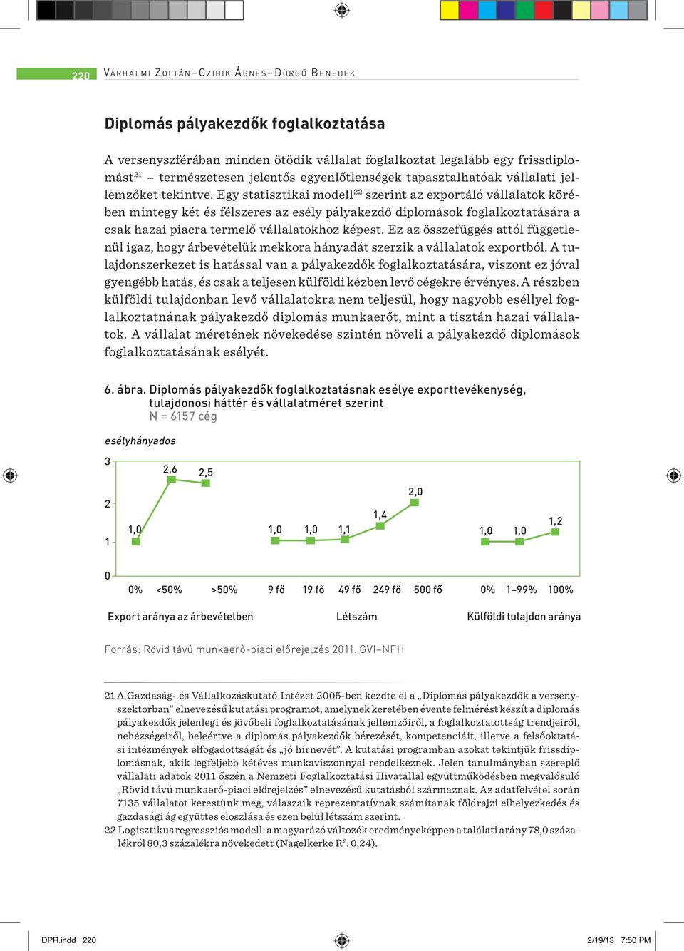 Egy statisztikai modell 22 szerint az exportáló vállalatok körében mintegy két és félszeres az esély pályakezdő diplomások foglalkoztatására a csak hazai piacra termelő vállalatokhoz képest.