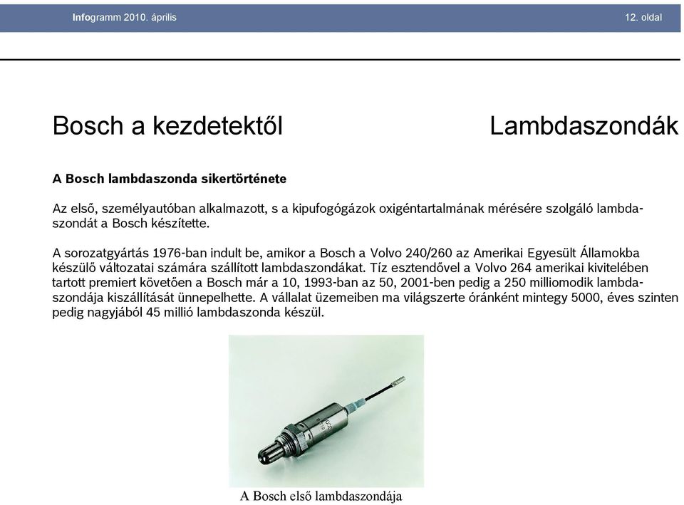 lambdaszondát a Bosch készítette.