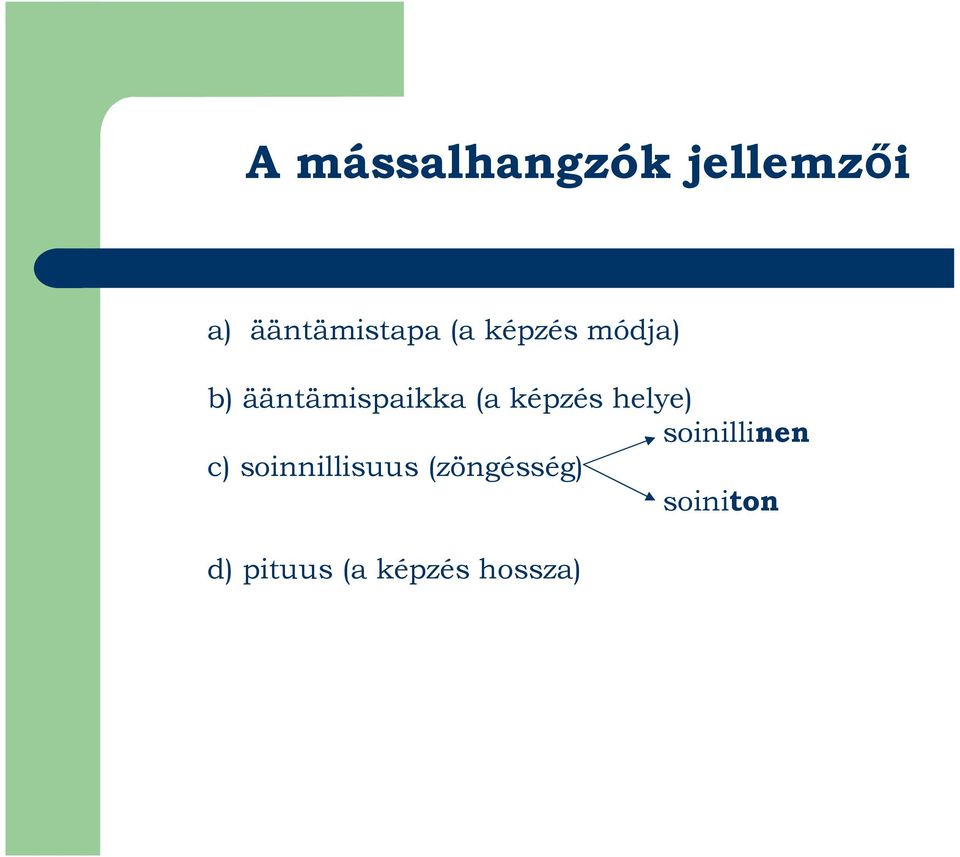 képzés helye) soinillinen c) soinnillisuus