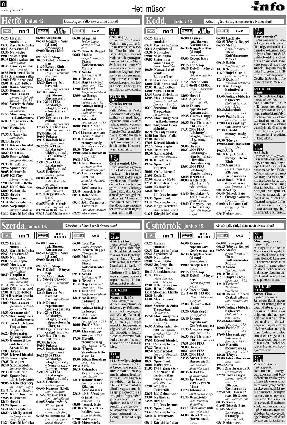 ) 15:50 Mozi zongorára - mikrokozmosz 16:00 A madarak élete (ism. - 10.) 17:00 Életképek (ism. - 5.