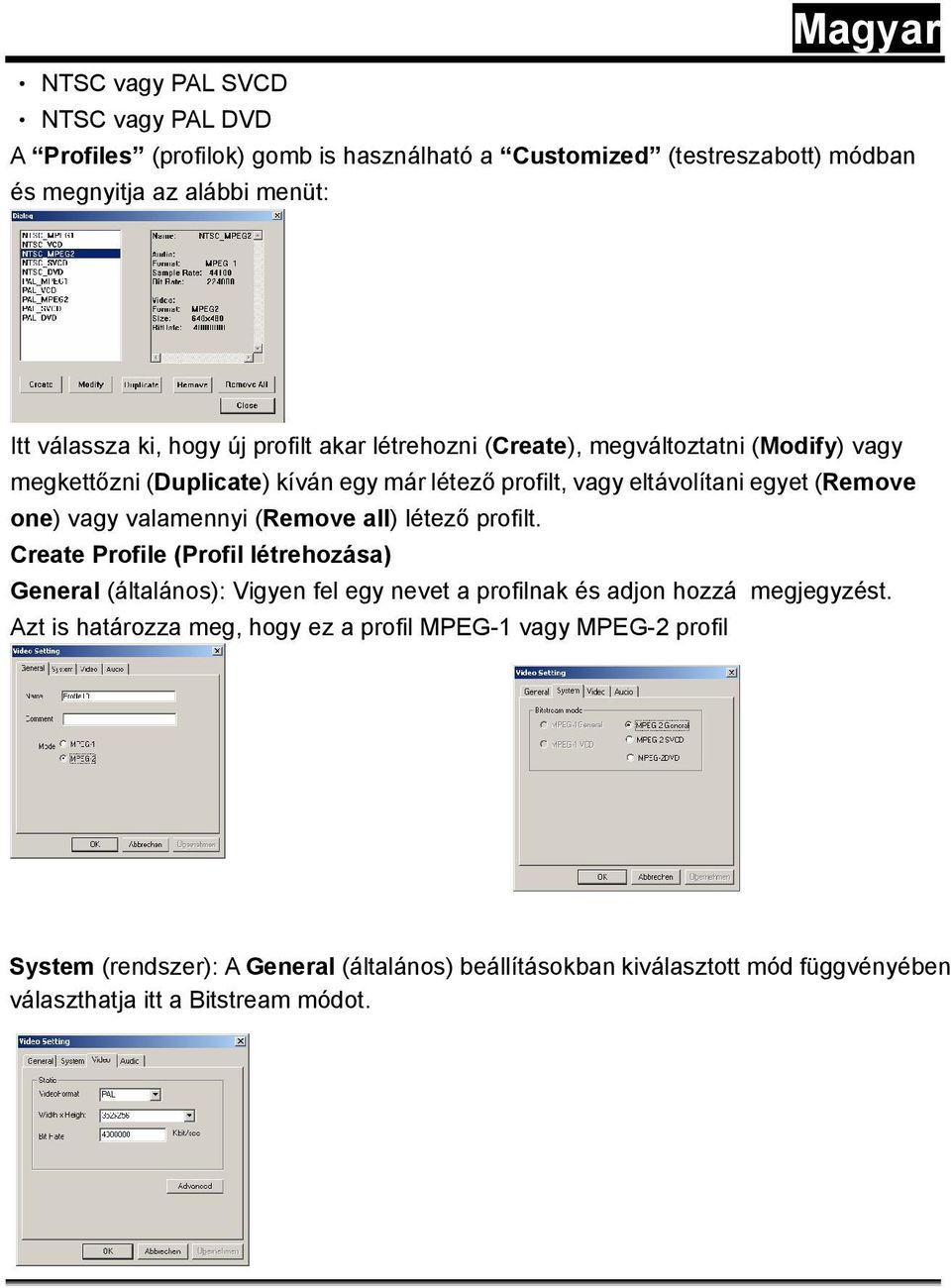 valamennyi (Remove all) létező profilt. Create Profile (Profil létrehozása) General (általános): Vigyen fel egy nevet a profilnak és adjon hozzá megjegyzést.