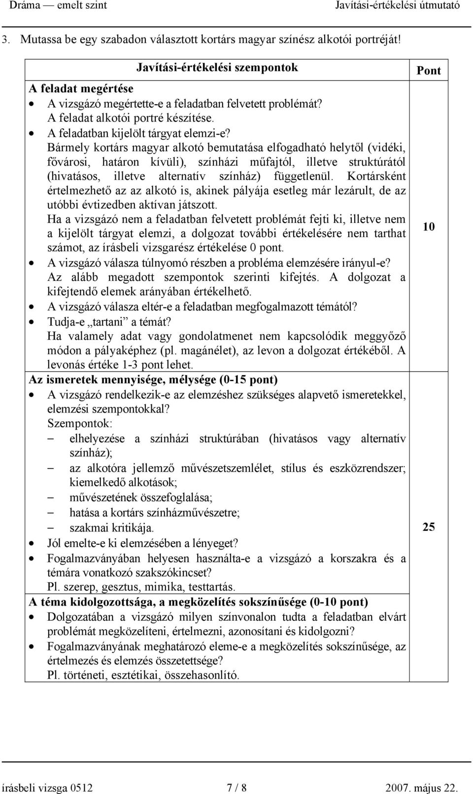 Bármely kortárs magyar alkotó bemutatása elfogadható helytől (vidéki, fővárosi, határon kívüli), színházi műfajtól, illetve struktúrától (hivatásos, illetve alternatív színház) függetlenül.