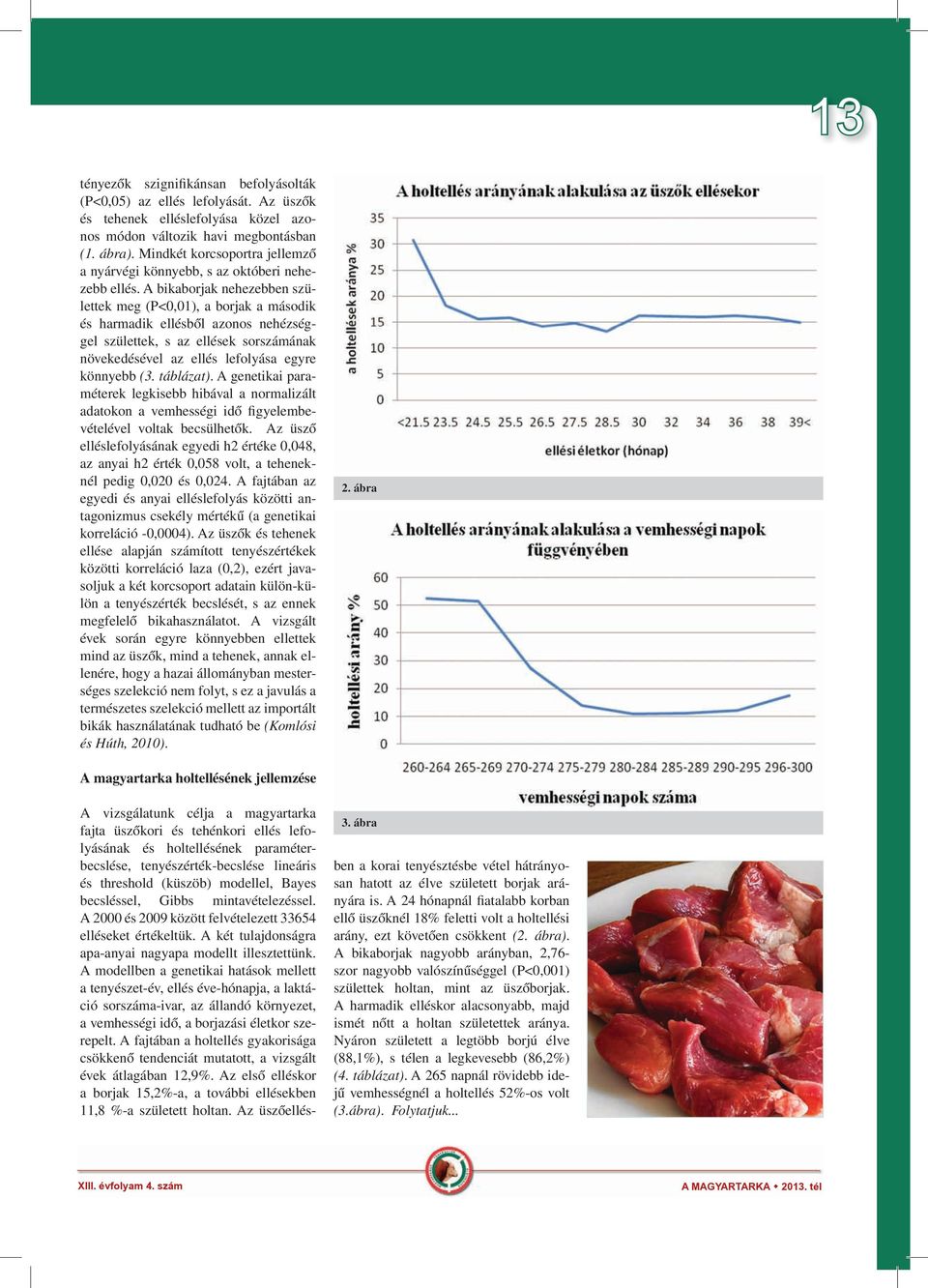A bikaborjak nehezebben születtek meg (P<0,01), a borjak a második és harmadik ellésből azonos nehézséggel születtek, s az ellések sorszámának növekedésével az ellés lefolyása egyre könnyebb (3.