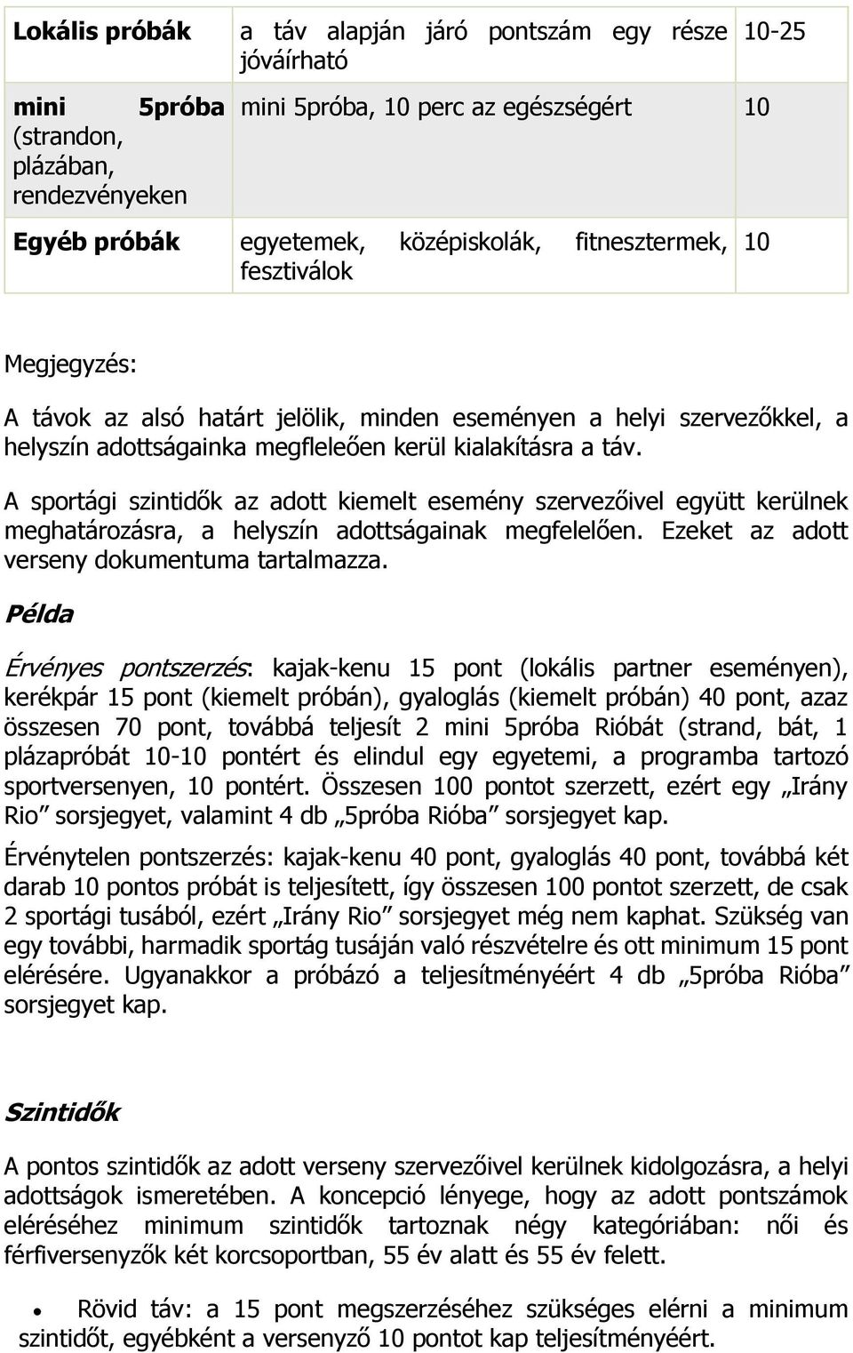 A sportági szintidők az adott kiemelt esemény szervezőivel együtt kerülnek meghatározásra, a helyszín adottságainak megfelelően. Ezeket az adott verseny dokumentuma tartalmazza.