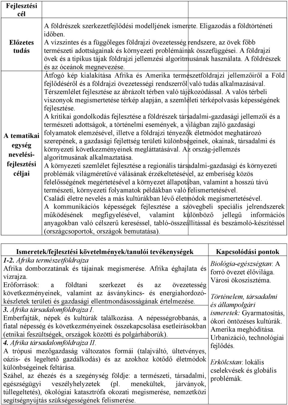 A földrajzi övek és a tipikus tájak földrajzi jellemzési algoritmusának használata. A földrészek és az óceánok megnevezése.