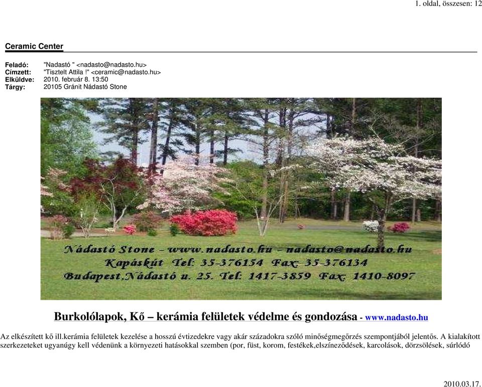 Burkolólapok, Kı kerámia felületek védelme és gondozása - - PDF Free  Download