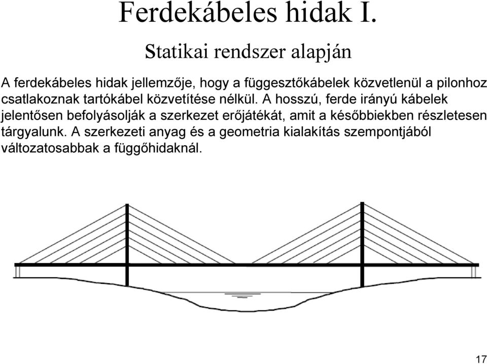 pilonhoz csatlakoznak tartókábel közvetítése nélkül.