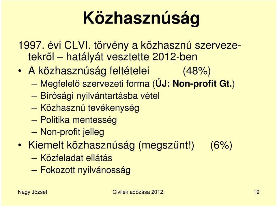 Megfelelő szervezeti forma (ÚJ: Non-profit Gt.