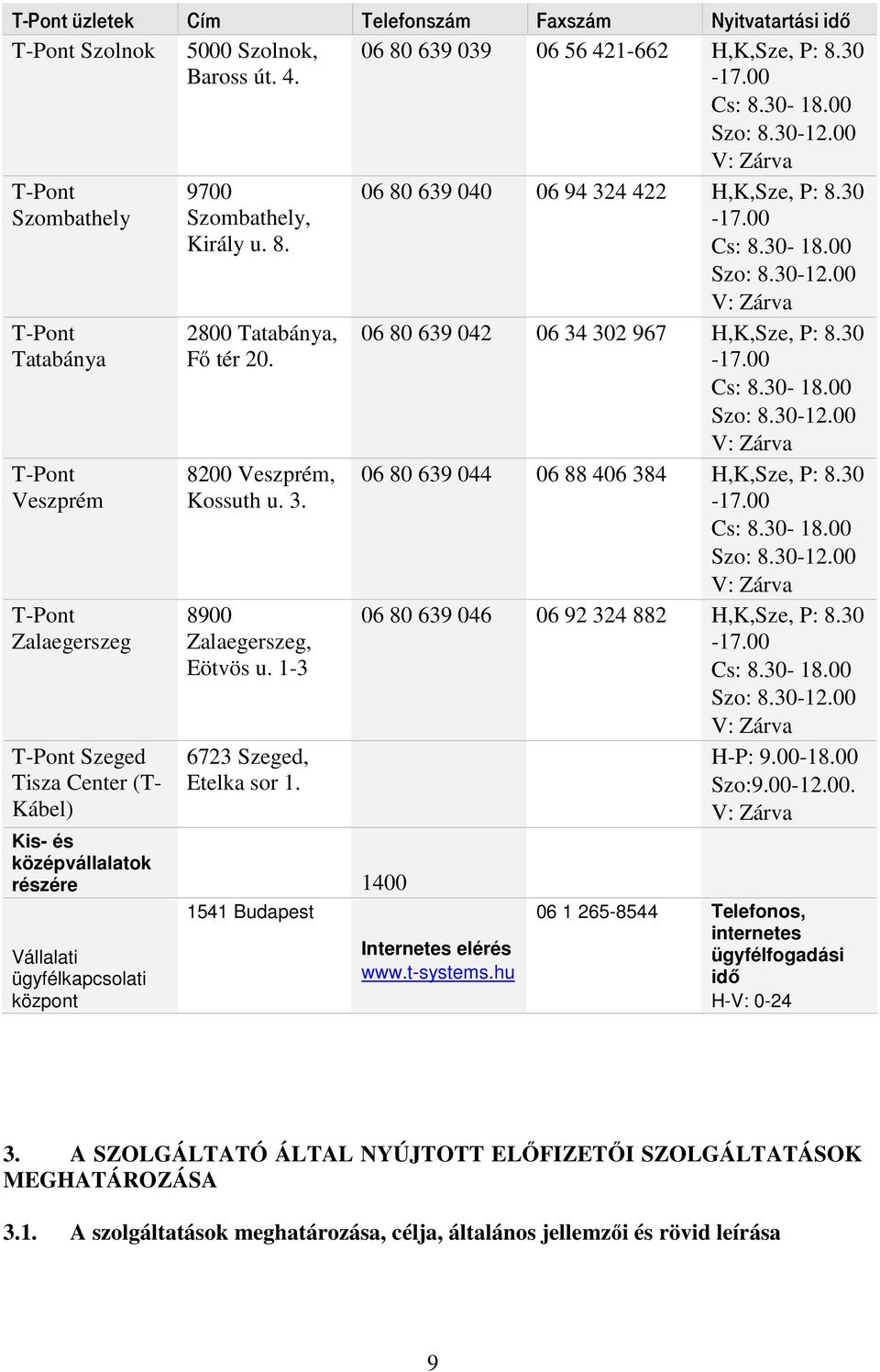 8200 Veszprém, Kossuth u. 3. 8900 Zalaegerszeg, Eötvös u. 1-3 6723 Szeged, Etelka sor 1.