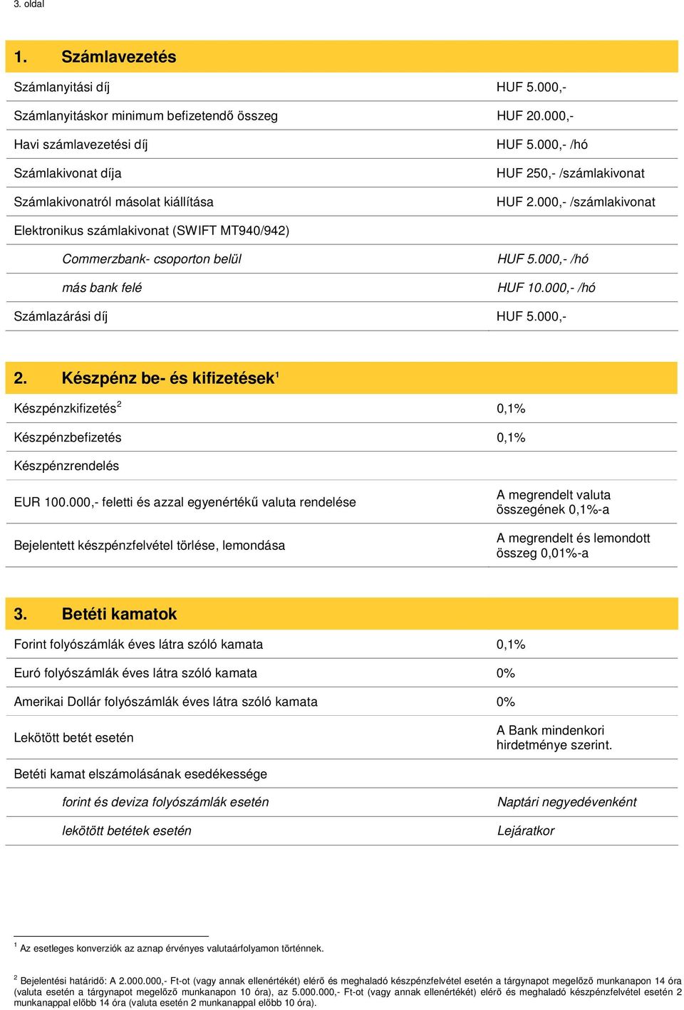 Commerzbank Zrt. Kondíciós lista a Commerzbank Zrt. vállalati ügyfelei  részére - PDF Free Download