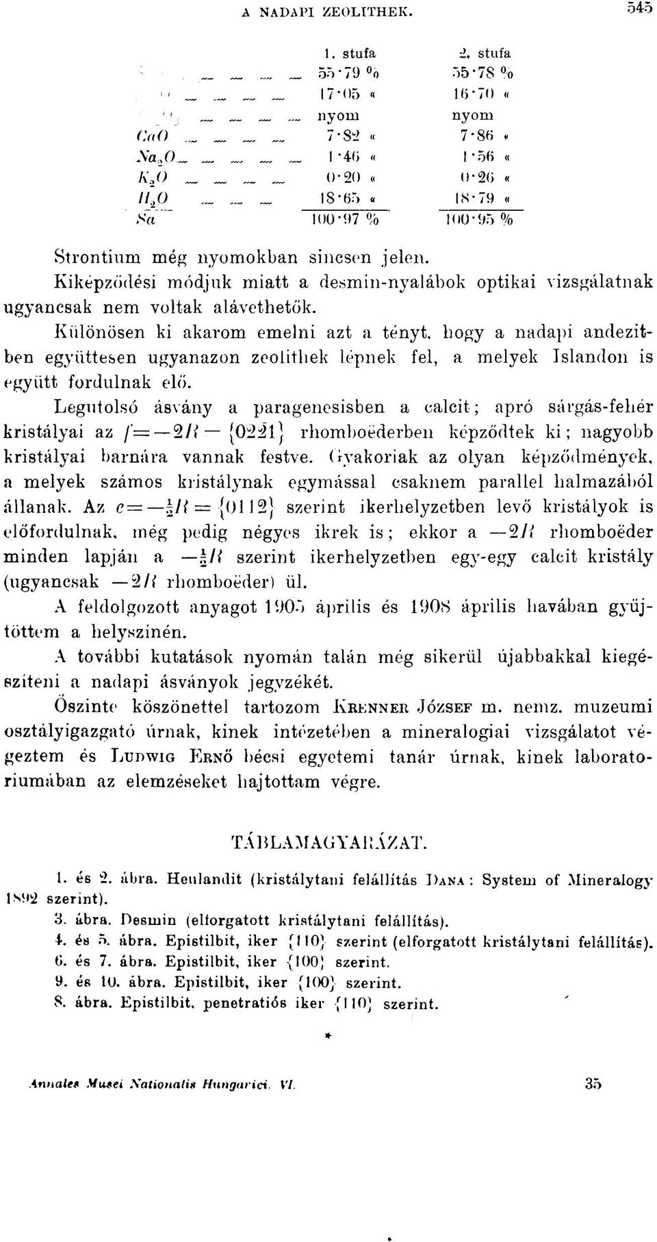 Különösen ki akarom emelni azt a tényt, liogy a nadapi andezitben együttesen ugyanazon zeolitliek lépnek fel, a melyek Islandon is együtt fordulnak elő.