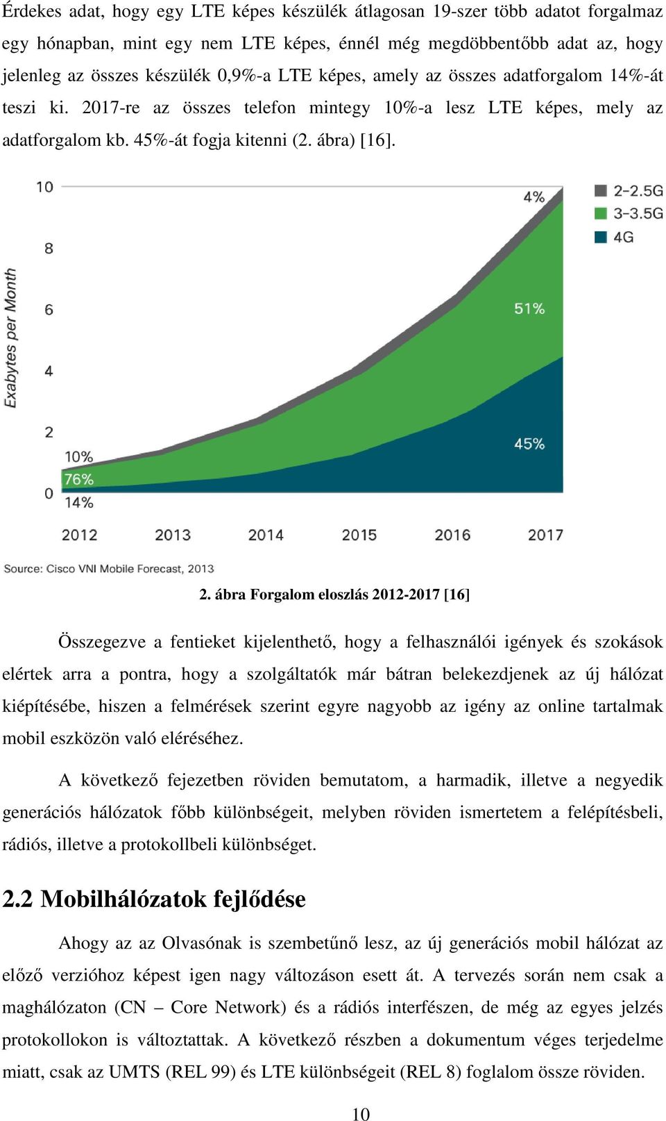 17-re az összes telefon mintegy 10%-a lesz LTE képes, mely az adatforgalom kb. 45%-át fogja kitenni (2. ábra) [16]. 2.
