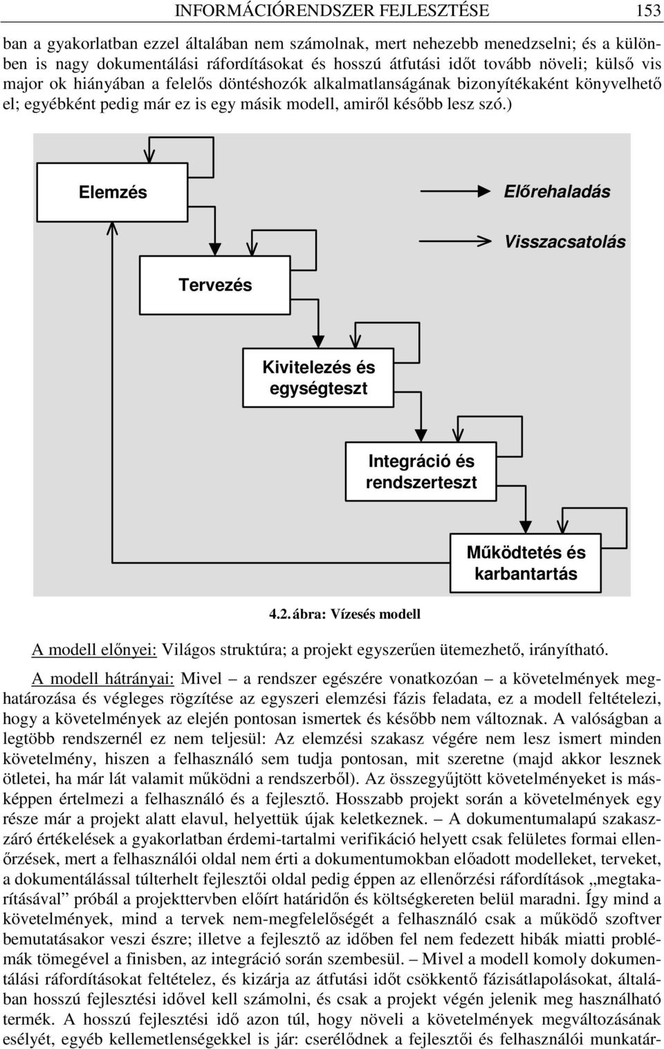 ) Elemzés Elırehaladás Visszacsatolás Tervezés Kivitelezés és egységteszt Integráció és rendszerteszt 4.2.