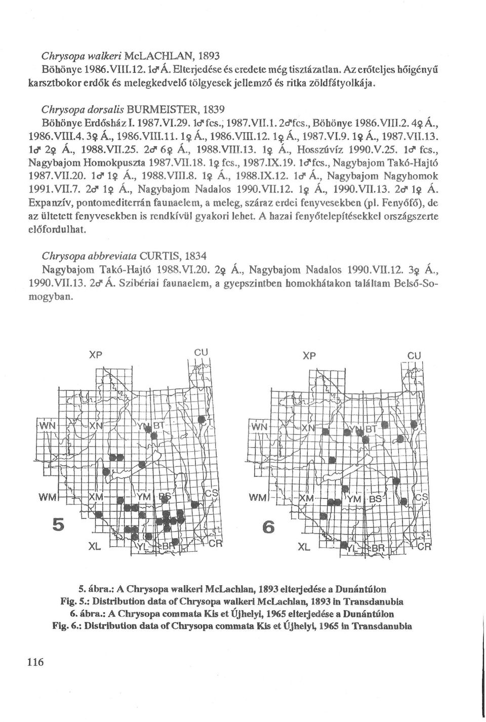 , Böhönye 1986.VIII.2.4$Á., 1986. VIII.4.3$ Á., 1986.VIII.il. 1$Á., 1986.Vin.12.lo.Á., 1987. VI.9.1$Á., 1987.VII.13. lcf 2? Á., 1988.VII.25. 2<? 6$ Á., 1988.VIII.13. 1? Á., Hosszúvíz 1990.V.25. l<?