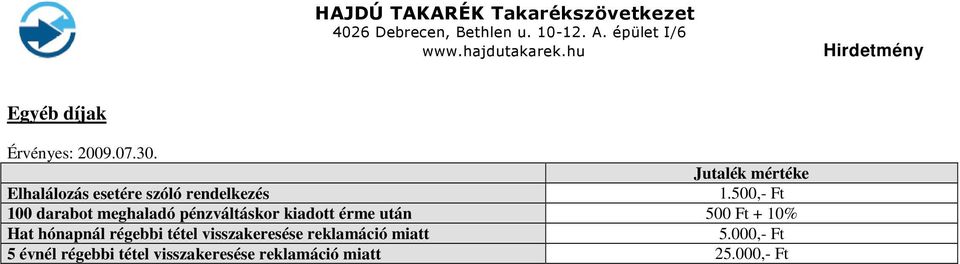 10% Hat hónapnál régebbi tétel visszakeresése reklamáció miatt