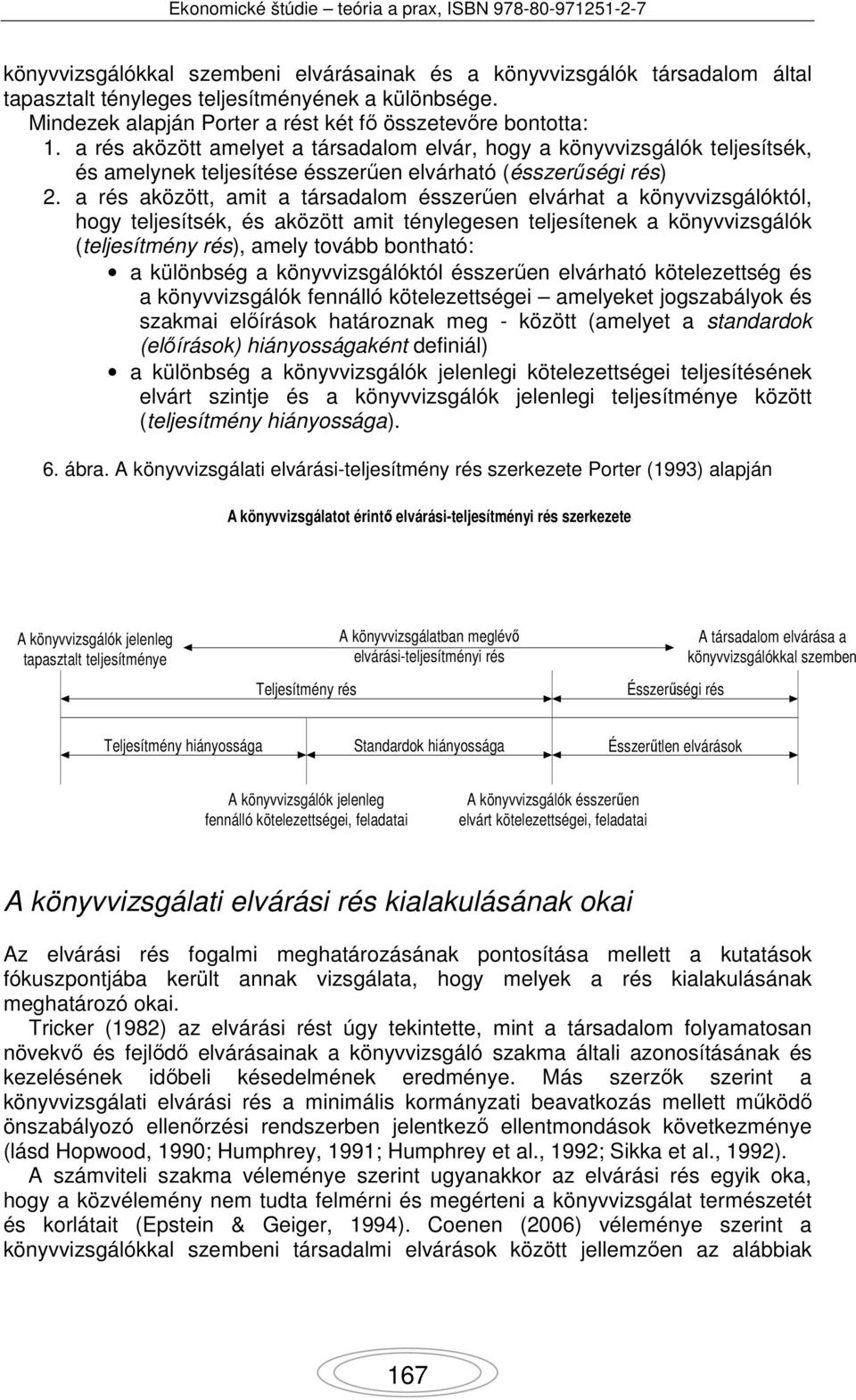 a rés aközött, amit a társadalom ésszerűen elvárhat a tól, hogy teljesítsék, és aközött amit ténylegesen teljesítenek a (teljesítmény rés), amely tovább bontható: a különbség a tól ésszerűen
